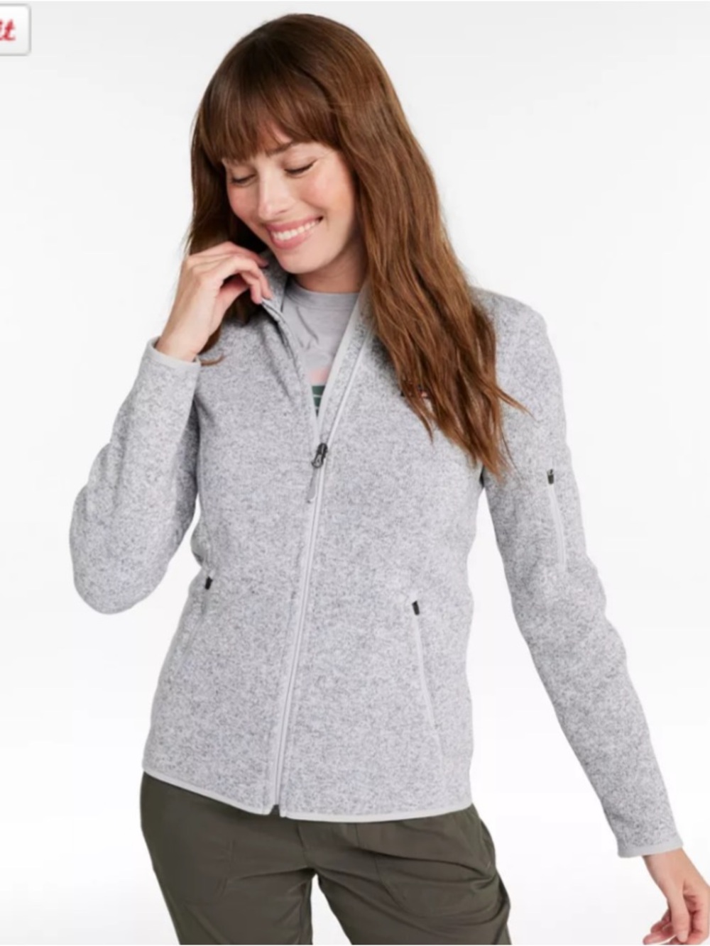 L.L.Bean women’s Sweater Fleece Full Zip Jacket size XL Heather gray